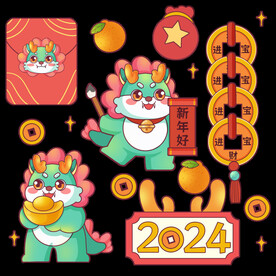 龙年贴纸 