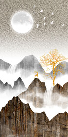 现代轻奢微雕肌理山水玄关