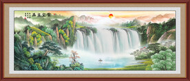 旭日东升山水画
