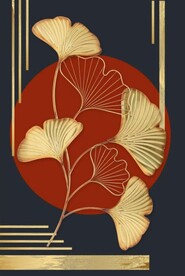 3D金色银杏叶玄关装饰画