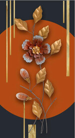 3D抽象金色花卉玄关装饰画