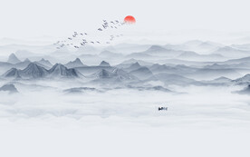 水墨画背景墙