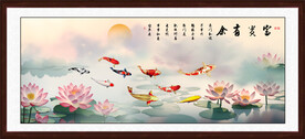 荷花九鱼图