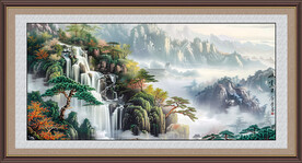 迎客松山水画壁画