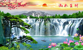 迎客松山水画装饰图