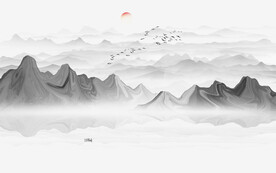 中式山水画背景墙