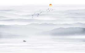 大气水墨山水画背景墙