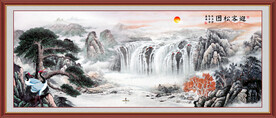黄山迎客松国画