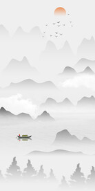 江南水乡中式山水挂画