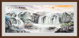 瀑布山水画