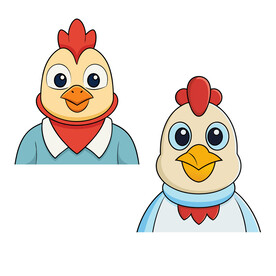 矢量动物卡通公鸡头像