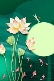 荷花九鱼图