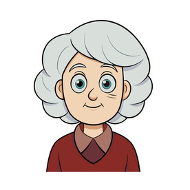 矢量人物老人白发老奶奶