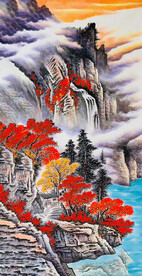竖幅山水画