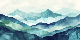 绿色水墨山水画