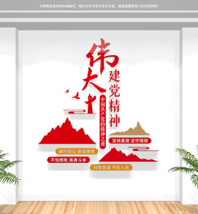 竖版伟大建党精神党建文化墙