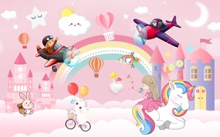 卡通儿童房背景墙图片