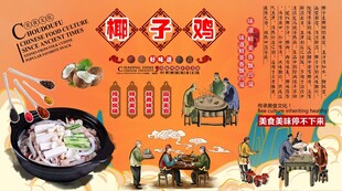 椰子鸡背景墙