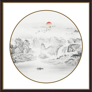 圆形水墨画