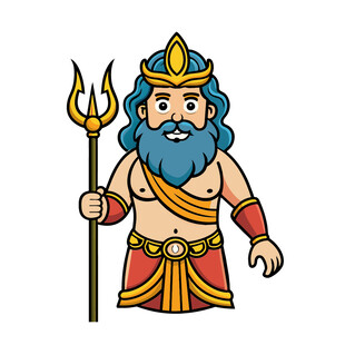 矢量人物海王手持三叉戟