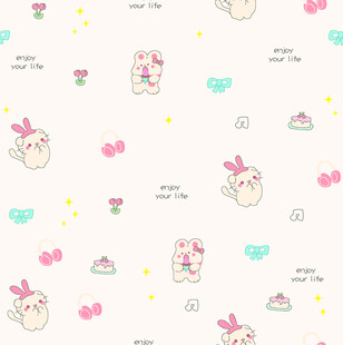 可爱兔子矢量数码印花