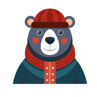 动物冬天戴帽子小熊