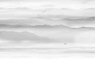 意境水墨山水画背景墙