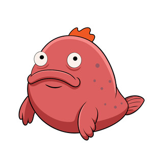矢量卡通简约漫画角色大嘴鱼
