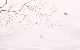 新中式工笔花鸟画背景墙