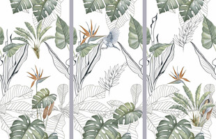 芭蕉叶热带雨林瓷砖花片
