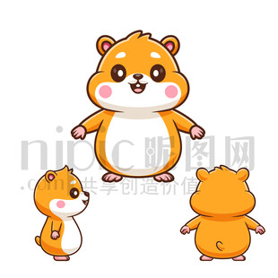 卡通松鼠三视图