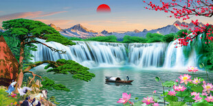 迎客松山水画