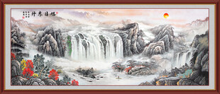 旭日东升国画山水装饰画