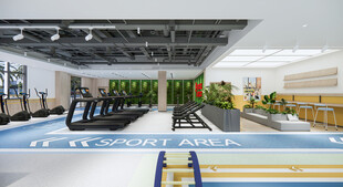 现代健身房室内场景展示