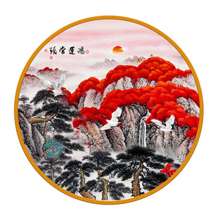圆形国画山水