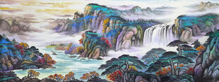 水墨山水画背景墙