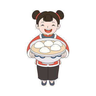 端着汤圆的可爱中式女孩