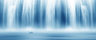 招财瀑布山水画