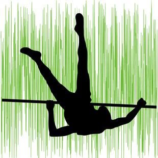 横杆上的体操运动员剪影