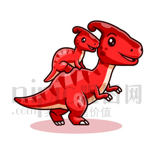 可爱卡通恐龙副栉龙