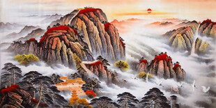泰山日出国画