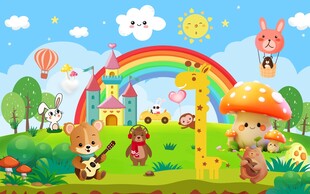 童话音乐动物乐园背景墙