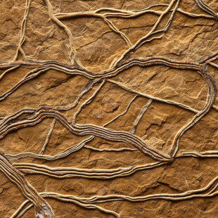 地面交错的干枯藤蔓纹理