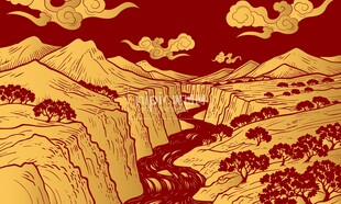 中国风山水祥云元素