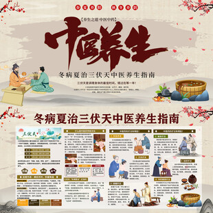 中医养生三伏天冬病夏治中医展板