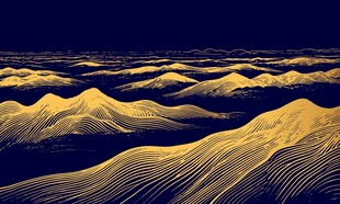 金色山脉山川抽象线条