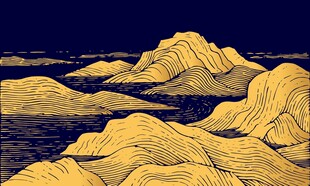 金色山峦山脉线描背景