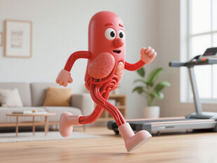 奔跑的卡通血管形象