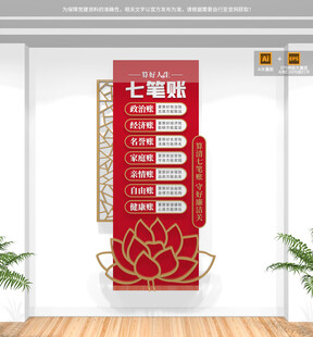 算好人生七笔账竖版文化墙