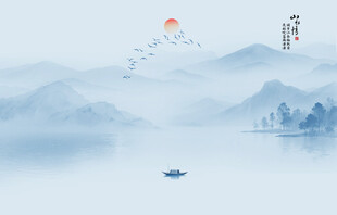 山水情背景墙